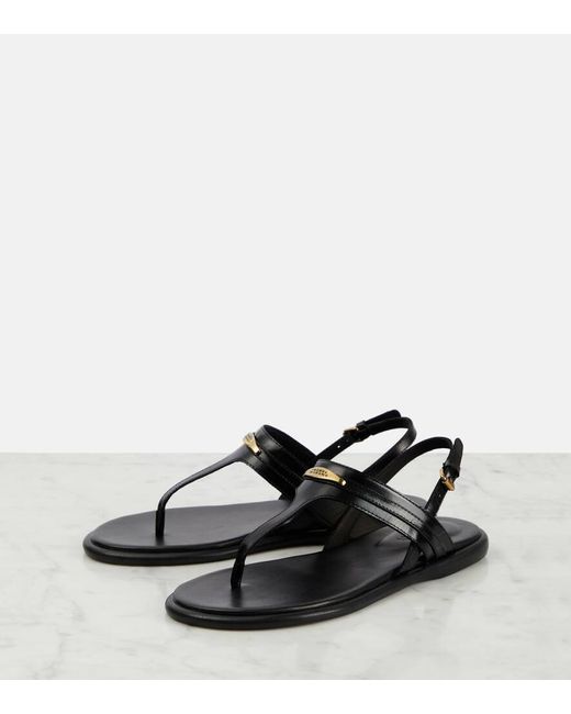 Isabel Marant Black Nya Leather Thong Sandals