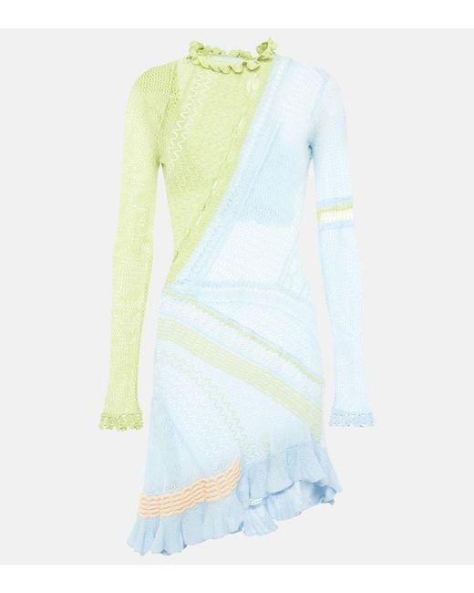 Roberta Einer White Ali Open-Knit Cotton Minidress