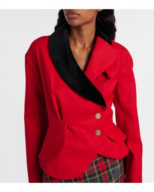 Vivienne Westwood Red Stormy Asymmetric Virgin Wool Jacket