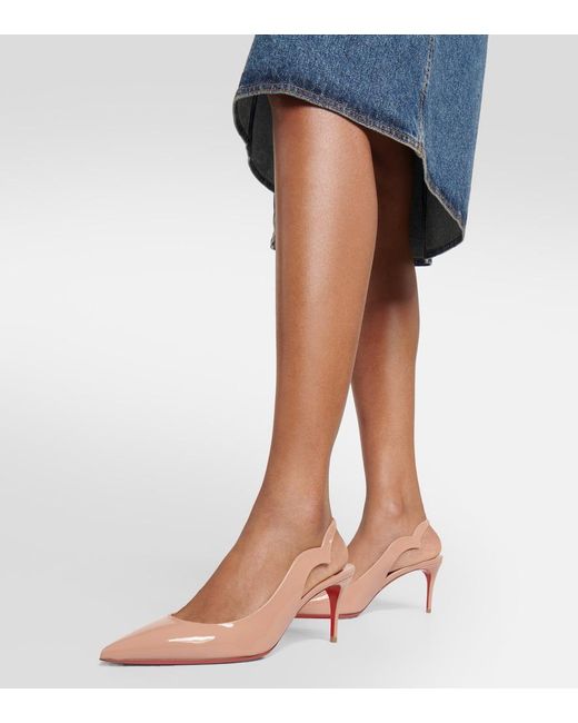 Christian Louboutin Natural Patent Leather Slingback Pumps