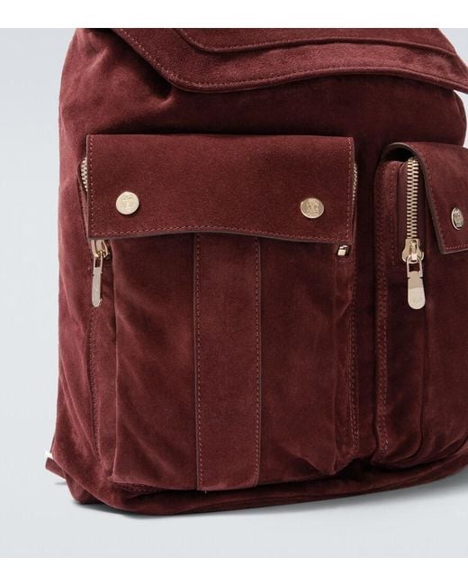 Brunello Cucinelli Red Suede Backpack for men