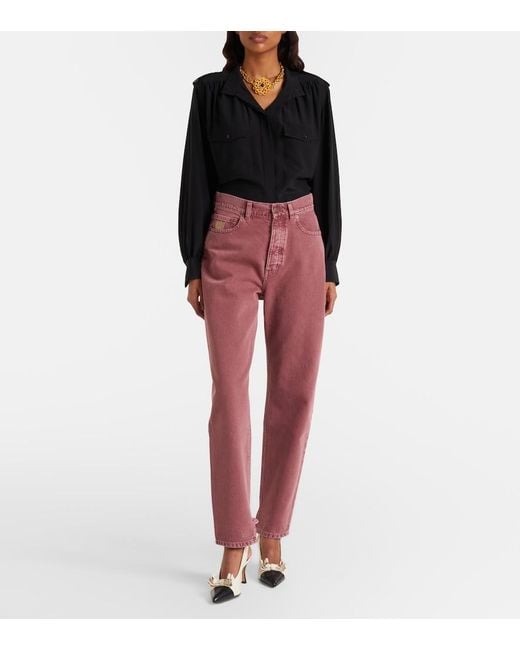 Chloé Red Mid-Rise Straight Jeans