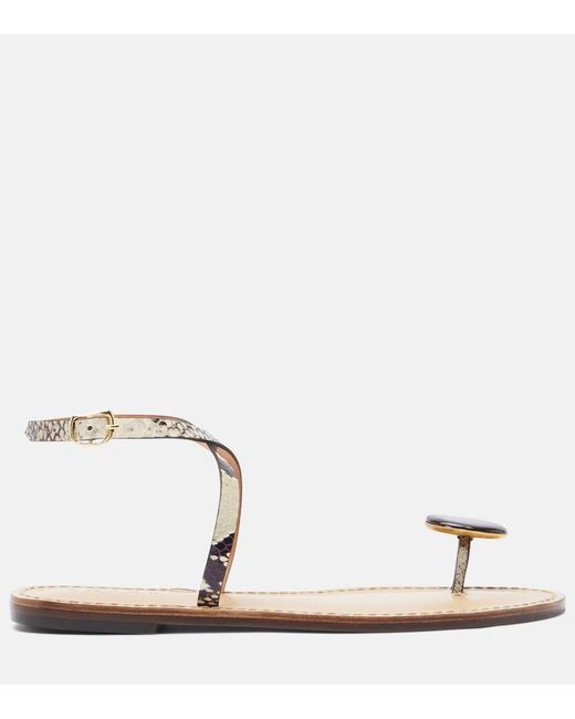 Amanu Natural Kigali Snake-Effect Leather Sandals