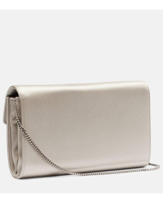 Roger Vivier Gray Envelope Embellished Satin Clutch