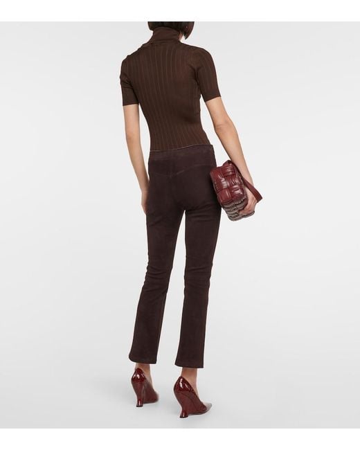 Stouls Brown Jp Twenty Mid-Rise Bootcut Suede Pants