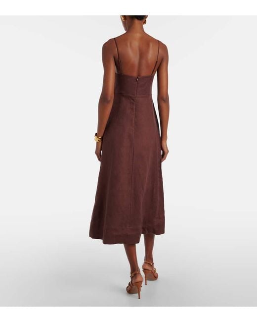 Farm Rio Purple Midikleid Aus Leinen