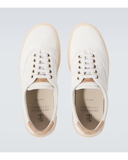 Brunello Cucinelli Sneakers aus Veloursleder in White für Herren