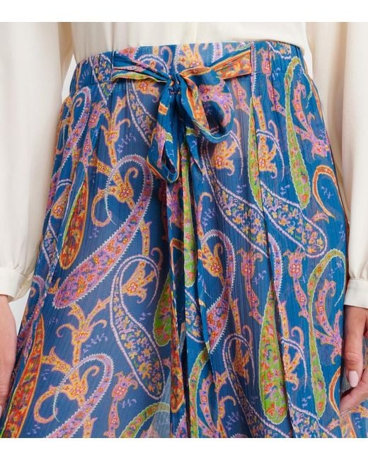 Etro Blue Paisley Wide-Leg Pants