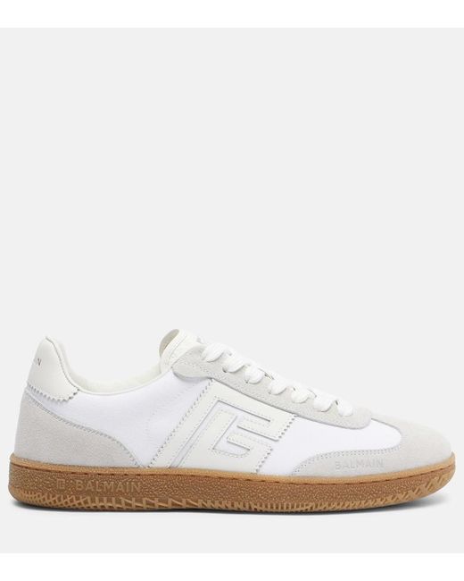Balmain White Swan Suede Sneakers