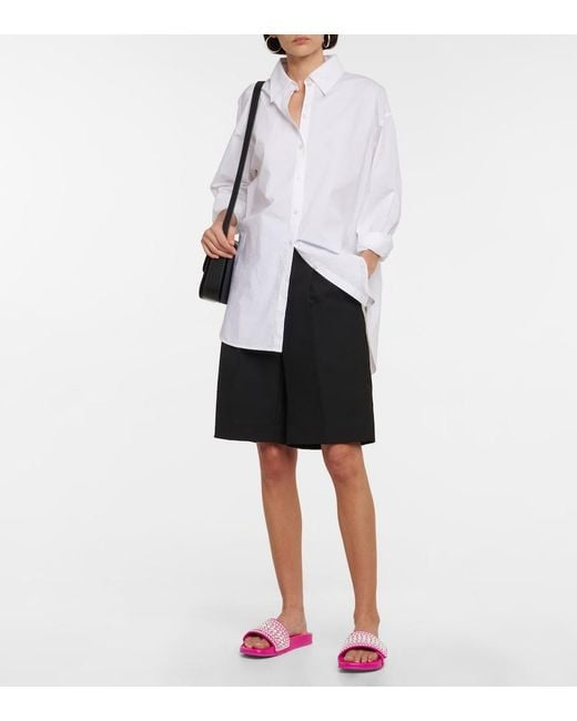 Jimmy Choo Pink Rubber Slides With Pearls