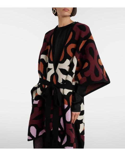 LaDoubleJ Black Maiolika Wool Jacquard Cape