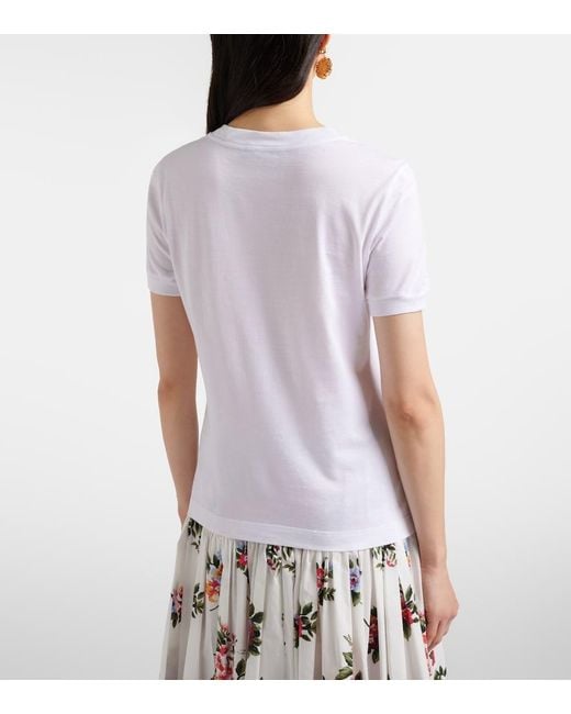 Dolce & Gabbana White Printed Cotton Jersey T-Shirt