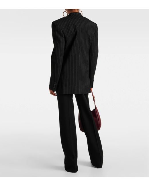 Saint Laurent Black Pinstripe Oversized Wool-blend Blazer