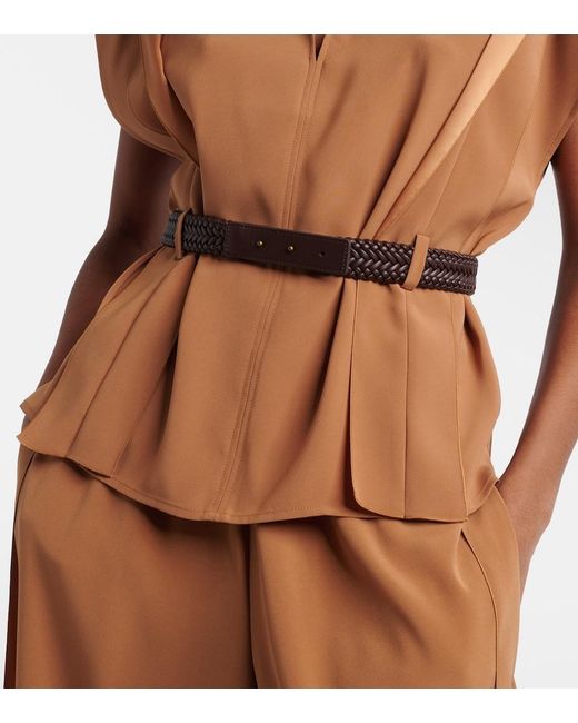 Max Mara Brown Belted Crepe Top