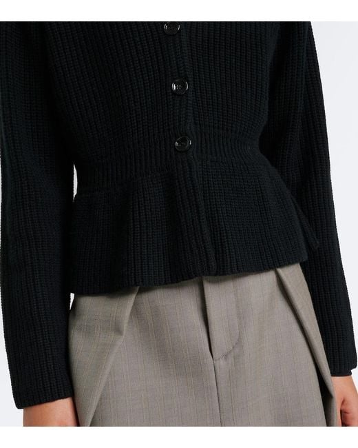 Jardin Des Orangers Black Peplum Wool And Cashmere Cardigan