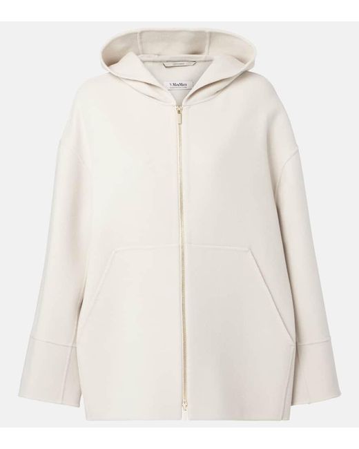 Max Mara Natural Romino Virgin Wool Zip-Up Hoodie