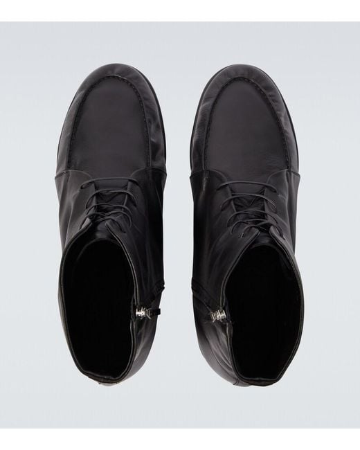 Auralee Black Leather Derby Boots for men
