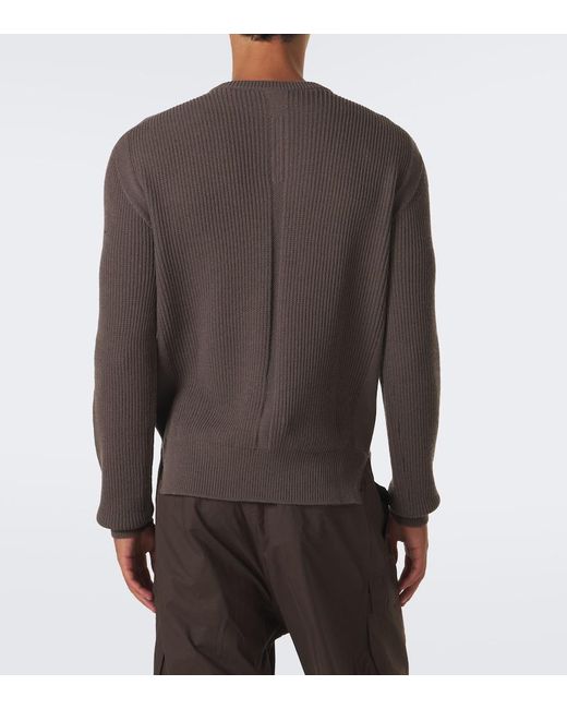 Rick Owens Brown Ribbed-Knit Virgin Wool Sweater for men
