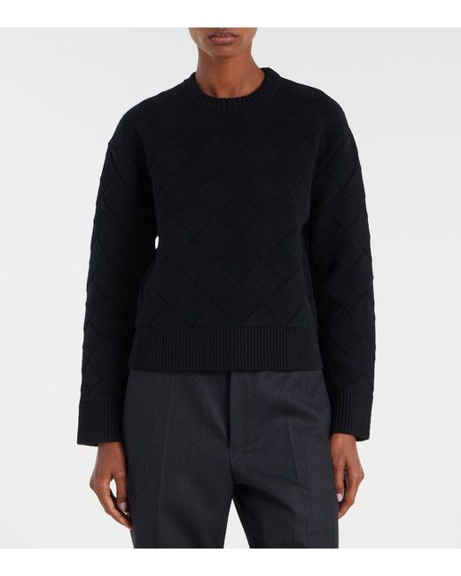Bottega Veneta Black Intreccio Wool-Blend Sweater