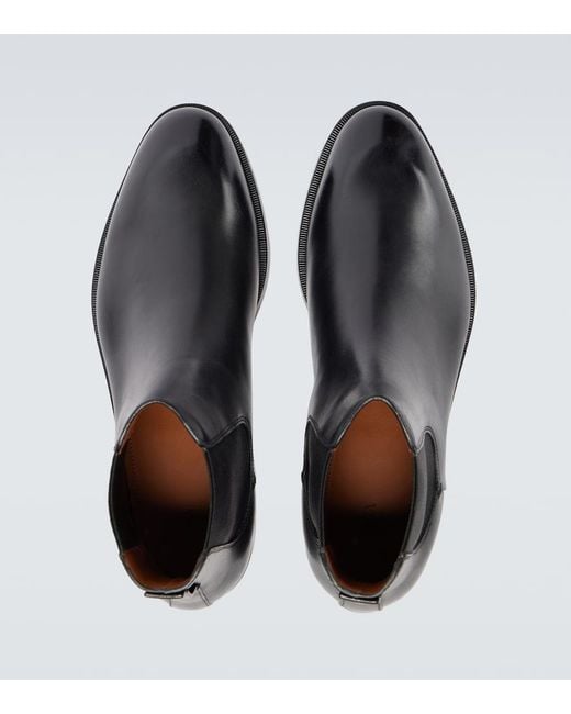 Zegna Black Leather Chelsea Boots for men