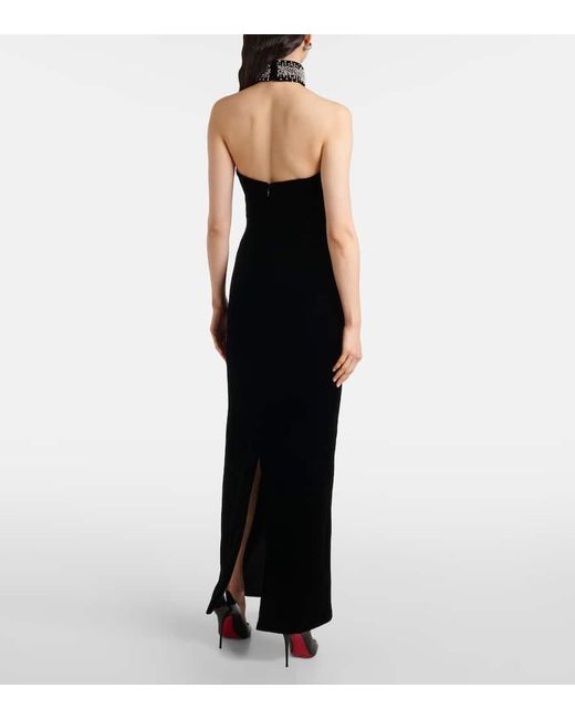 The New Arrivals Ilkyaz Ozel Black Hemingway Halterneck Silk Maxi Dress