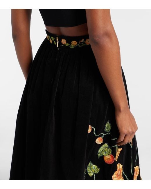 Agua Bendita Black Tangelo Embroidered Cotton-Blend Maxi Skirt