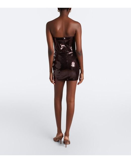 The New Arrivals Ilkyaz Ozel Black Sequined Draped Corset Dress
