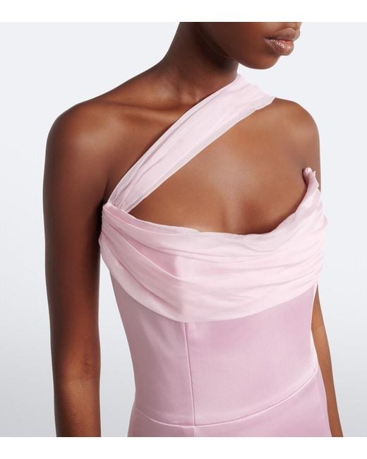 The New Arrivals Ilkyaz Ozel Pink Julietta Scarf-Detail Satin Gown