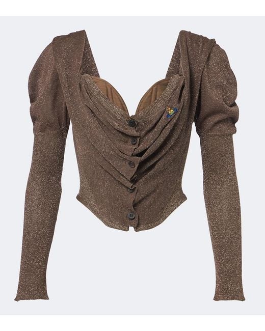 Vivienne Westwood Brown Bea Knitted Lame Corset Top