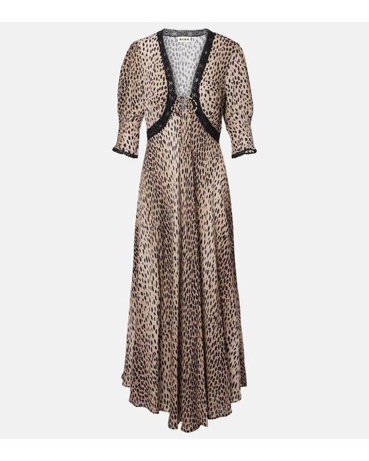 Rixo Natural Amina Printed Crepe De Chine Midi Dress