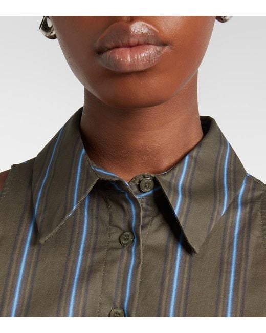 Staud Black Romy Striped Cotton Midi Dress