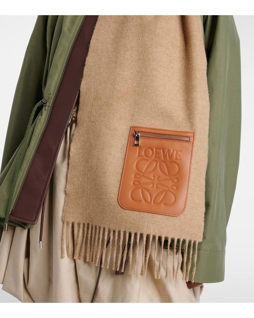 Loewe Brown Anagram Wool And Cashmere Scarf