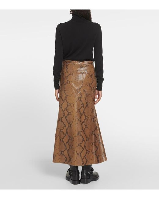 Dorothee Schumacher Urban Jungle Snake-effect Leather Midi Skirt in ...
