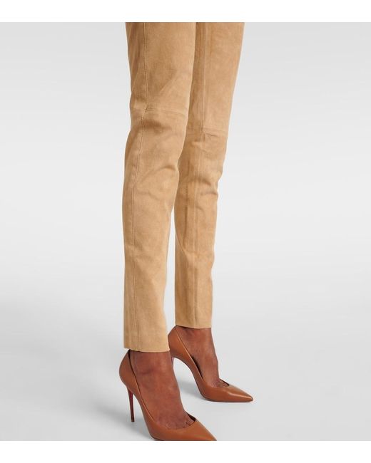 Joseph Natural Mid-Rise Suede Leggings