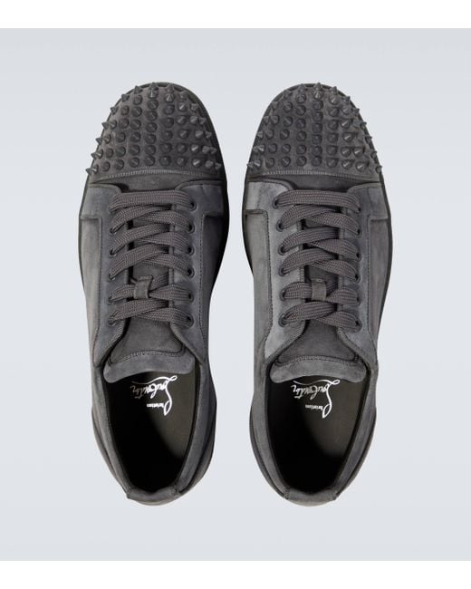 Christian Louboutin Black Louis Junior Spikes Suede Sneakers for men