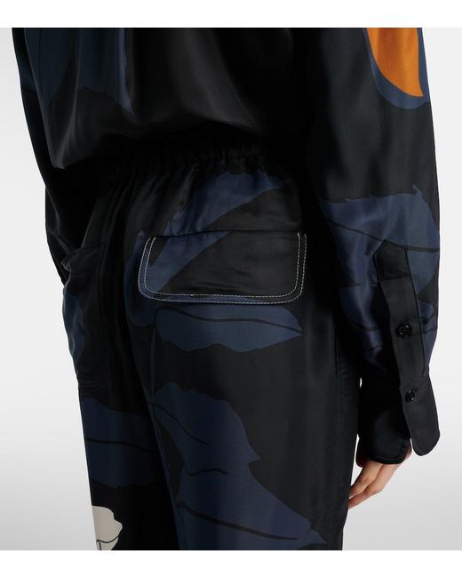 Victoria Beckham Blue Floral Twill Cargo Pants