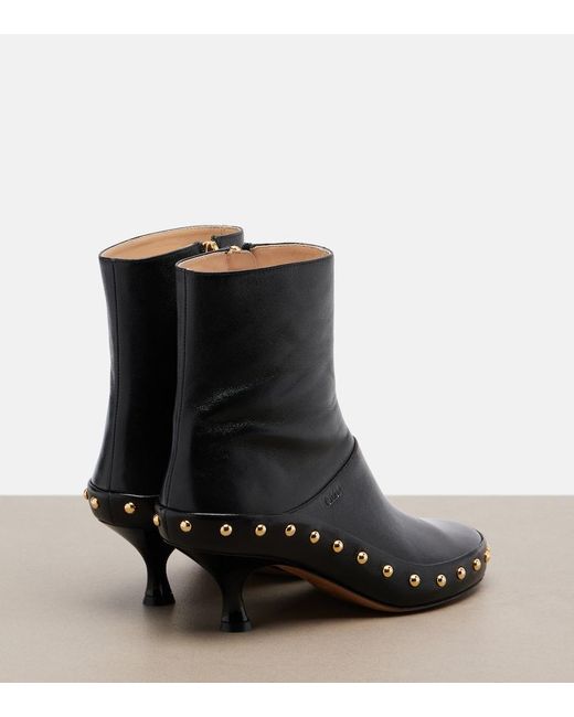 Chloé Black Junie Studded Leather Ankle Boots