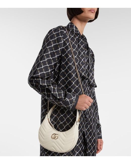 Gucci White Gg Marmont Mini Leather Shoulder Bag