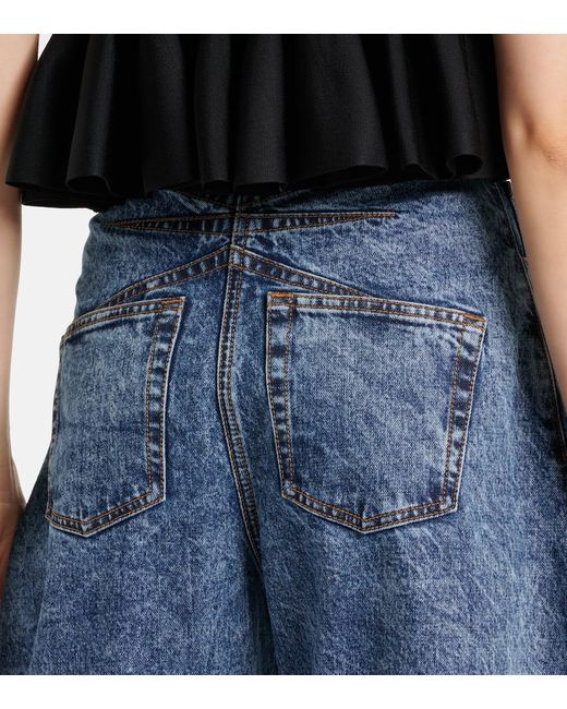 Alaïa Blue High-Rise Barrel-Leg Jeans