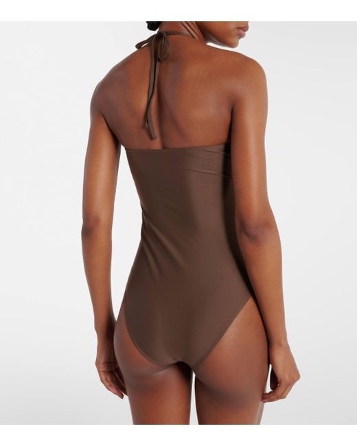 Faithfull The Brand Brown Ola Halterneck Swimsuit