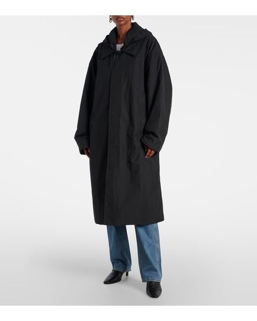 AYA MUSE Black Hooded Cotton-Blend Coat