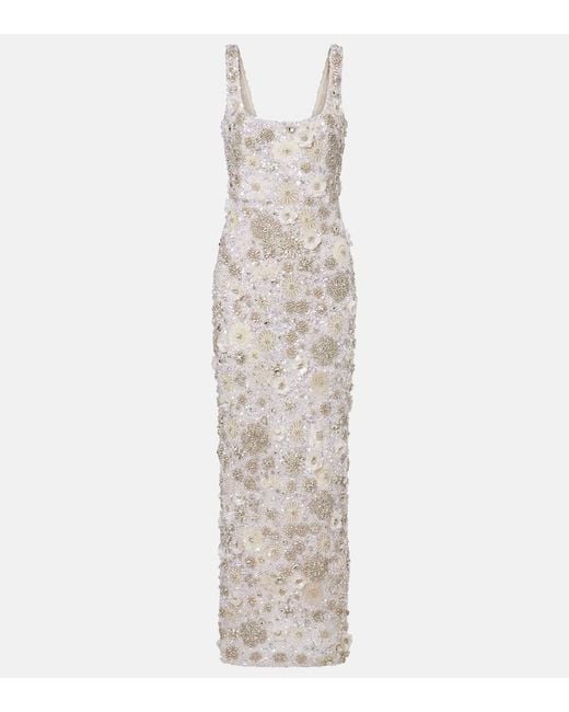 Rachel Gilbert White Francesca Embellished Gown