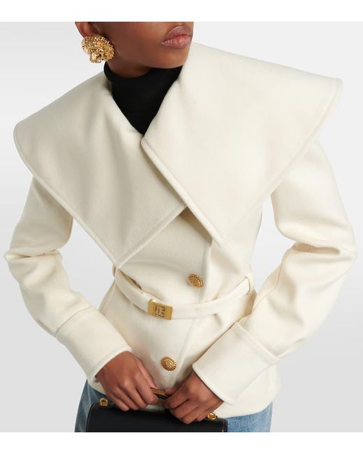 Balmain White Doppelbrust Peacoat