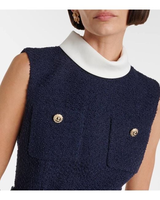 Self-Portrait Blue Minikleid Aus Boucle Und Chiffon