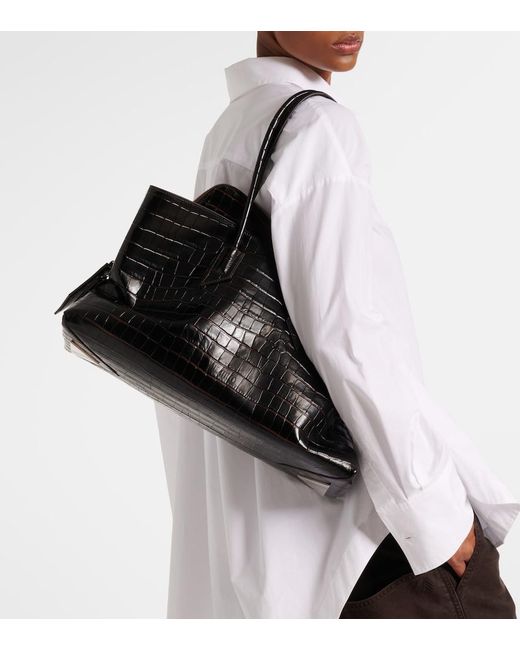 The Attico Black La Passeggiata Medium Leather Tote