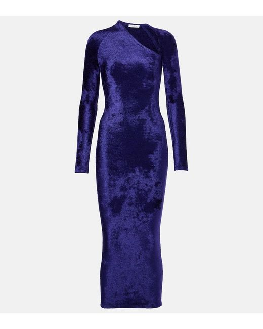 Alaïa Blue Midikleid Aus Samt