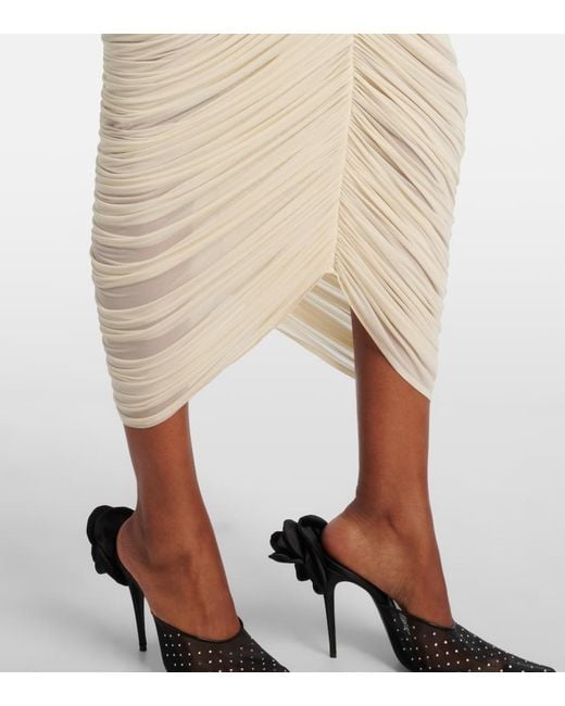 Magda Butrym Natural Ruched Halterneck Midi Dress