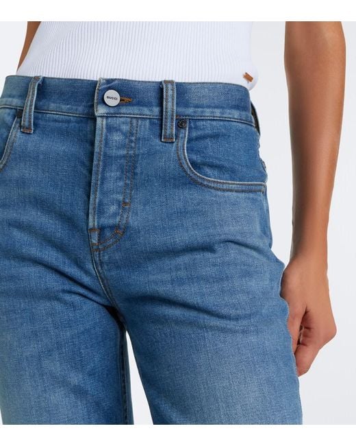 Gucci Blue Mid-Rise Flared Jeans