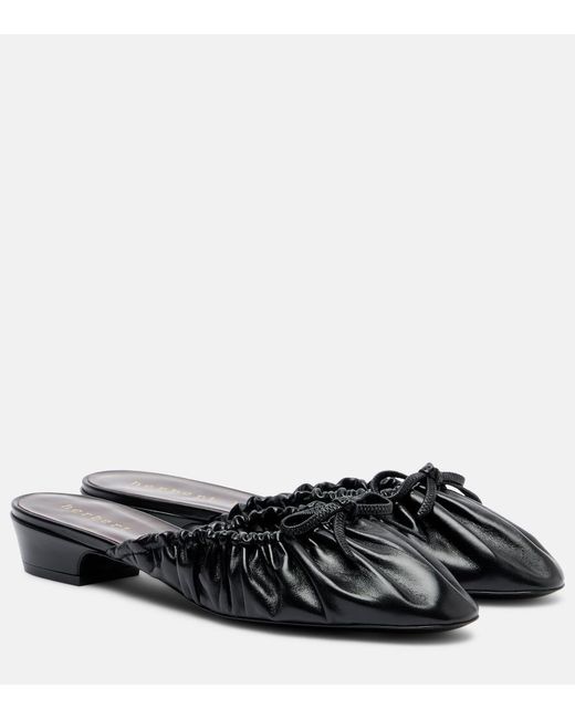Herbert Levine Black Gather Around Ruched Leather Mules