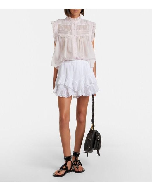 Isabel Marant White Jocadia Broderie Anglaise Cotton Shorts